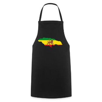 Lion of Judah Jamaica Rasta Flag Map of Jamaica - Kochschürze - Schwarz - Vorne - AI Model Male 185 dark (185cm)