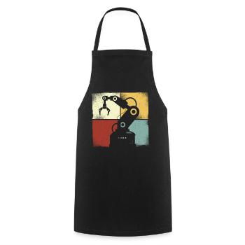Robot Robotics Engineer Retro - Cooking Apron - black - Front - AI Model Male 185 dark (185cm)