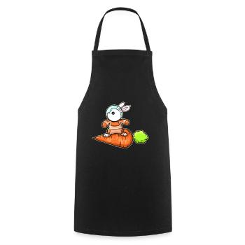Cute Astrnaut Rabbit Surfing On A Carrot On Easter - Cooking Apron - black - Front - AI Model Male 185 dark (185cm)