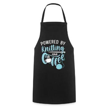 Knitting Knitter Coffee Powered By - Kochschürze - Schwarz - Vorne - AI Model Male 185 dark (185cm)