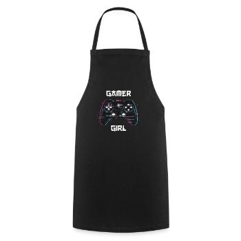 Console de jeux vidéo Gamer Girl dans le - Tablier de cuisine - noir - Devant - AI Model Male 185 dark (185cm)