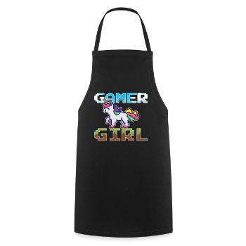Unicorn Pixel Gamer Girl Videospiele - Kochschürze - Schwarz - Vorne - AI Model Male 185 dark (185cm)
