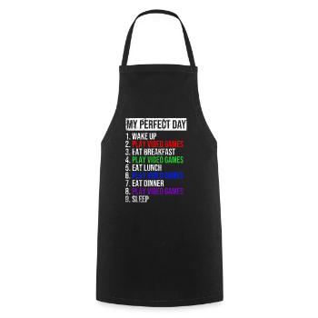 My perfect day Fun daily routine - Cooking Apron - black - Front - AI Model Male 185 dark (185cm)