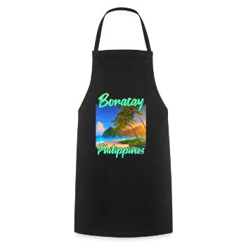 Coucher de soleil Boracay - Tablier de cuisine - noir - Devant - AI Model Male 185 dark (185cm)