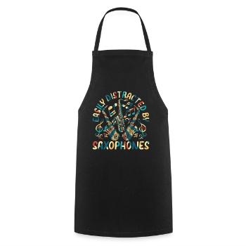 Facilement distrait par les saxophones - Saxophone Musici - Tablier de cuisine - noir - Devant - AI Model Male 185 dark (185cm)