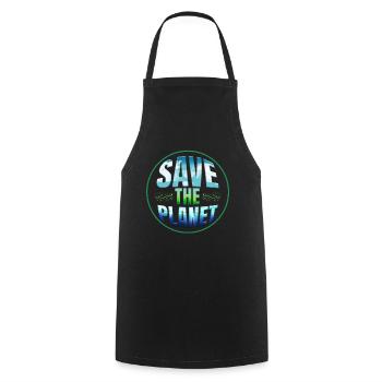 Logo Save The Planet With Clouds, Gras, Ocean For - Cooking Apron - black - Front - AI Model Male 185 dark (185cm)