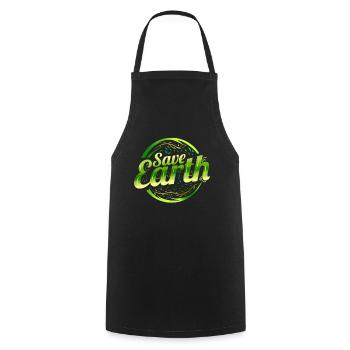 Logo Save Earth With Green Plants Asian Style For - Cooking Apron - black - Front - AI Model Male 185 dark (185cm)