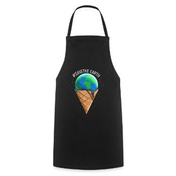 Cornet de crème glacée avec boule de crème glacée fondante pour - Tablier de cuisine - noir - Devant - AI Model Male 185 dark (185cm)