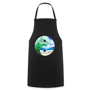 Logo Yin And Yang - Mountains And Ocean For Earth - Kochschürze - Schwarz - Vorne - AI Model Male 185 dark (185cm)