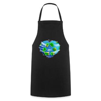 Cœur de terre avec nuages et logo de recyclage pour - Tablier de cuisine - noir - Devant - AI Model Male 185 dark (185cm)