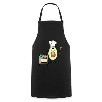 Avocado Vegetable Hobby Chef Vegetarian Cuisine - Cooking Apron - black - Front - AI Model Male 185 dark (185cm)