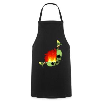 Crâne Changement Climatique Flamme Flamme Enfer Terre - Tablier de cuisine - noir - Devant - AI Model Male 185 dark (185cm)