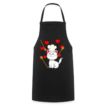 Cat Chef Birthday Gift Hobby Chef Cooking - Cooking Apron - black - Front - AI Model Male 185 dark (185cm)