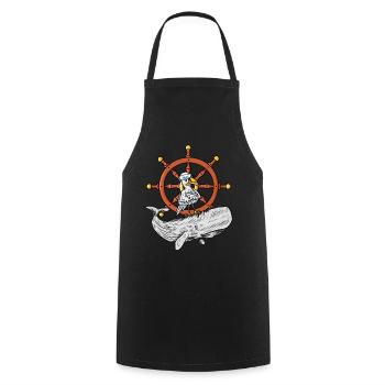 Seafaring Steering Wheel Captain Travel Seafaring Ahoy - Cooking Apron - black - Front - AI Model Male 185 dark (185cm)