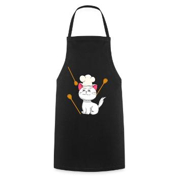Cat Chef Chef's Hat Birthday Gift Cooking - Cooking Apron - black - Front - AI Model Male 185 dark (185cm)