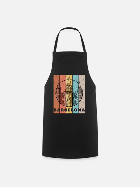 Barcelona Gothic Skyline Farbblock-Poster - Kochschürze - Schwarz