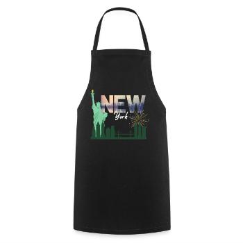New York Skyline Fireworks - Cooking Apron - black - Front - AI Model Male 185 dark (185cm)