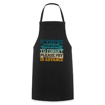 Please Pay In Advance Lustiges Bartender - Kochschürze - Schwarz - Vorne - AI Model Male 185 dark (185cm)