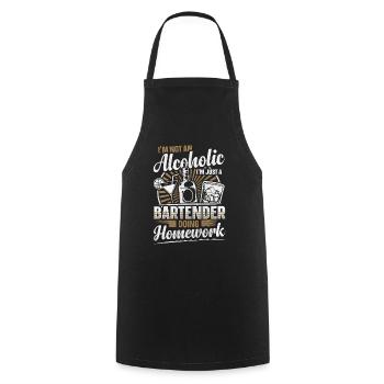 Just A Bartender Doing Homework Lustiges Bartender - Kochschürze - Schwarz - Vorne - AI Model Male 185 dark (185cm)