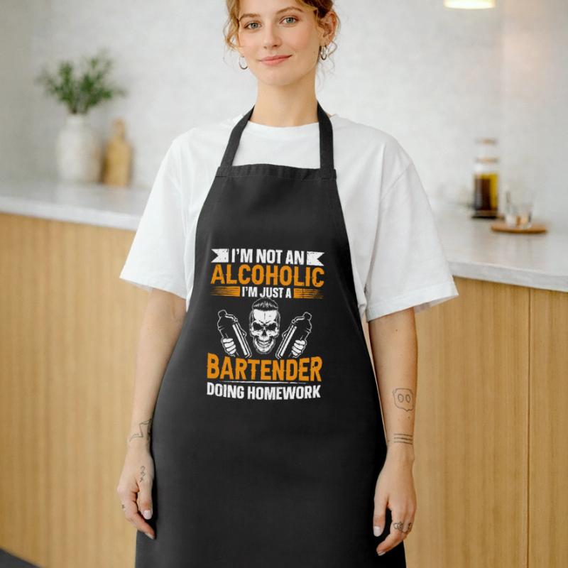 Just A Bartender Doing Homework Funny Bartender Cooking Apron