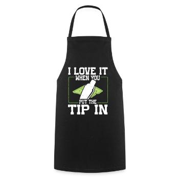 I Love It When You Put The Tip In Lustig Barkeeper - Kochschürze - Schwarz - Vorne - AI Model Male 185 dark (185cm)