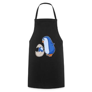 Penguin Family - Penguin with Baby - Penguin Motif - Cooking Apron - black - Front - AI Model Male 185 dark (185cm)