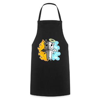 Pig - Angel and Devil - Cooking Apron - black - Front - AI Model Male 185 dark (185cm)