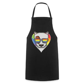 Rainbow - Dog with glasses - Bull terrier - Cooking Apron - black - Front - AI Model Male 185 dark (185cm)