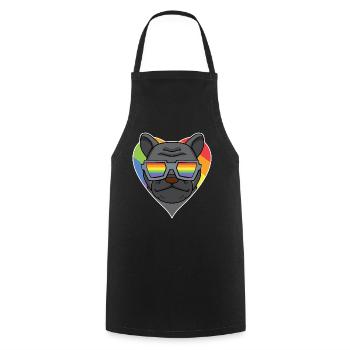 Rainbow - Dog French Bulldog - Cooking Apron - black - Front - AI Model Male 185 dark (185cm)