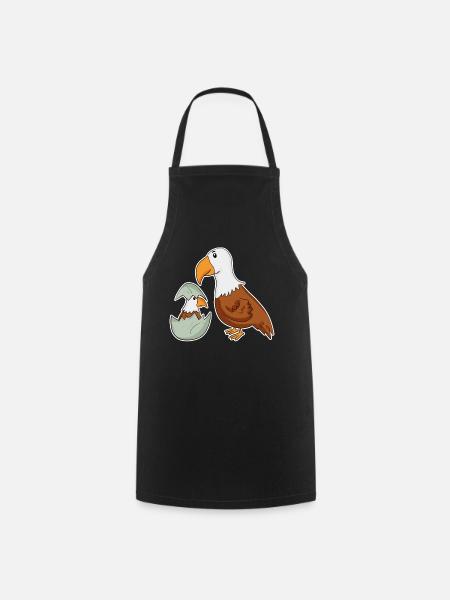 Adler Familie - Adler mit Baby - Adler Motiv - Kochschürze - Schwarz