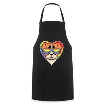 Rainbow - Dog with glasses - German Boxer - Cooking Apron - black - Front - AI Model Male 185 dark (185cm)