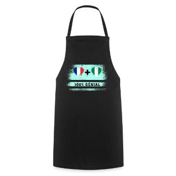 Drapeau France et Nigeria 100% génial - Tablier de cuisine - noir - Devant - AI Model Male 185 dark (185cm)