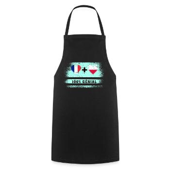 Flag France and Poland 100% awesome - Cooking Apron - black - Front - AI Model Male 185 dark (185cm)
