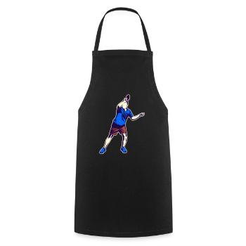 Table tennis drawing - Cooking Apron - black - Front - AI Model Male 185 dark (185cm)