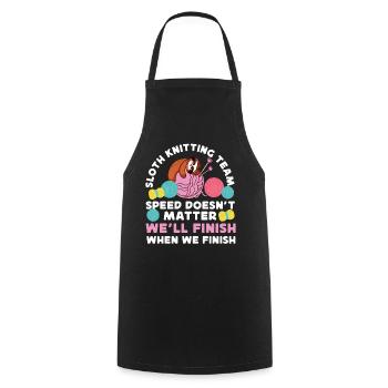 Knitting Knitter Sloth Sloth - Cooking Apron - black - Front - AI Model Male 185 dark (185cm)