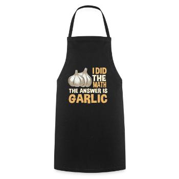 Blague sur l’ail - Tablier de cuisine - noir - Devant - AI Model Male 185 dark (185cm)