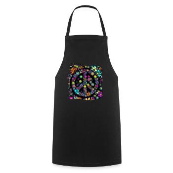 Hippie Festival Liebe Vintage Friedenszeichen - Kochschürze - Schwarz - Vorne - AI Model Male 185 dark (185cm)
