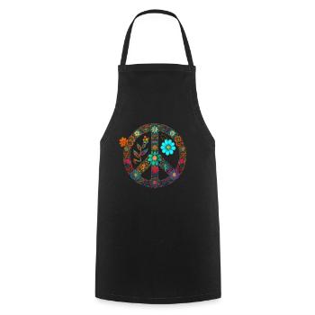 Hippie Festival Liebe Vintage Friedenszeichen - Kochschürze - Schwarz - Vorne - AI Model Male 185 dark (185cm)