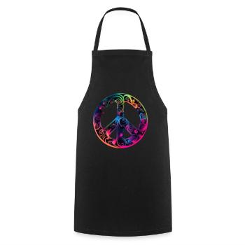 Hippie Festival Liebe Vintage Friedenszeichen - Kochschürze - Schwarz - Vorne - AI Model Male 185 dark (185cm)
