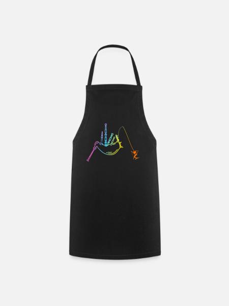 Bagpiper - Bagpipe Player And Shark Fishing - Cooking Apron - black