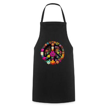 Hippie Festival Liebe Vintage Friedenszeichen - Kochschürze - Schwarz - Vorne - AI Model Male 185 dark (185cm)