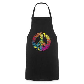 Hippie Festival Liebe Vintage Friedenszeichen - Kochschürze - Schwarz - Vorne - AI Model Male 185 dark (185cm)
