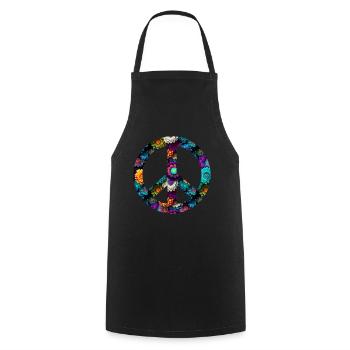 Hippie Festival Liebe Vintage Friedenszeichen - Kochschürze - Schwarz - Vorne - AI Model Male 185 dark (185cm)