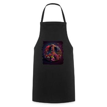 Hippie Festival Liebe Vintage Friedenszeichen - Kochschürze - Schwarz - Vorne - AI Model Male 185 dark (185cm)