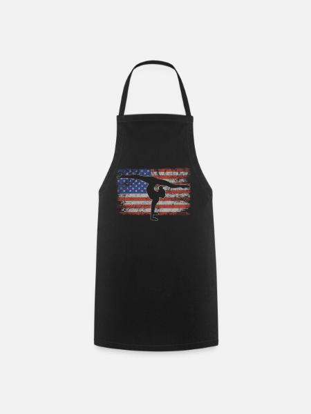 Akrobatik Retro USA Flagge Turnen 4th of July - Kochschürze - Schwarz