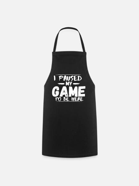 Paused My Game Meme Tee - Cooking Apron - black