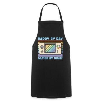 Daddy By Day Gamer By Night, Funny Gamer Dad - Cooking Apron - black - Front - AI Model Male 185 dark (185cm)