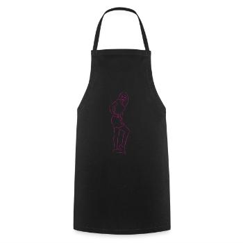 pretty woman drawn - Cooking Apron - black - Front - AI Model Male 185 dark (185cm)