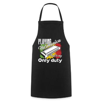 Harmonica Playing Harmonica Is My Duty - Cooking Apron - black - Front - AI Model Male 185 dark (185cm)