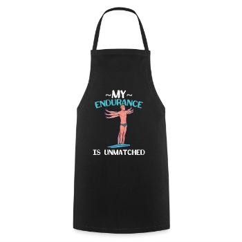 My endurance is second to none Pool diving - Cooking Apron - black - Front - AI Model Male 185 dark (185cm)